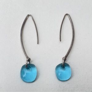 925 sterling silver blue glass earrings